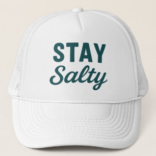 Stay Salty   Teal Blue Coastal Surf Graphic Beach Trucker Hat