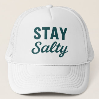 Stay Salty | Teal Blue Coastal Surf Graphic Beach Trucker Hat