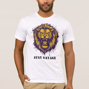 Stay Savage Lion Graphic Wild Alpha Lion T-Shirt