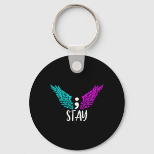 Stay Semicolon Awareness Mental Health Awareness Key Ring
