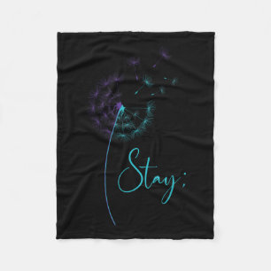 Stay Semicolon Teal & Purple Dandelion Suicide Fleece Blanket