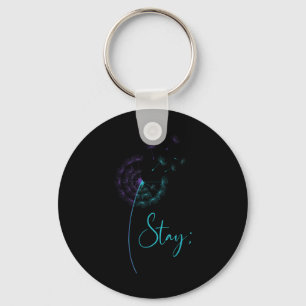 Stay Semicolon Teal &amp; Purple Dandelion Suicide Key Ring
