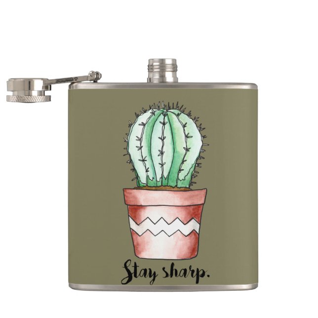 Stay Sharp Cactus Hip Flask (Opened)