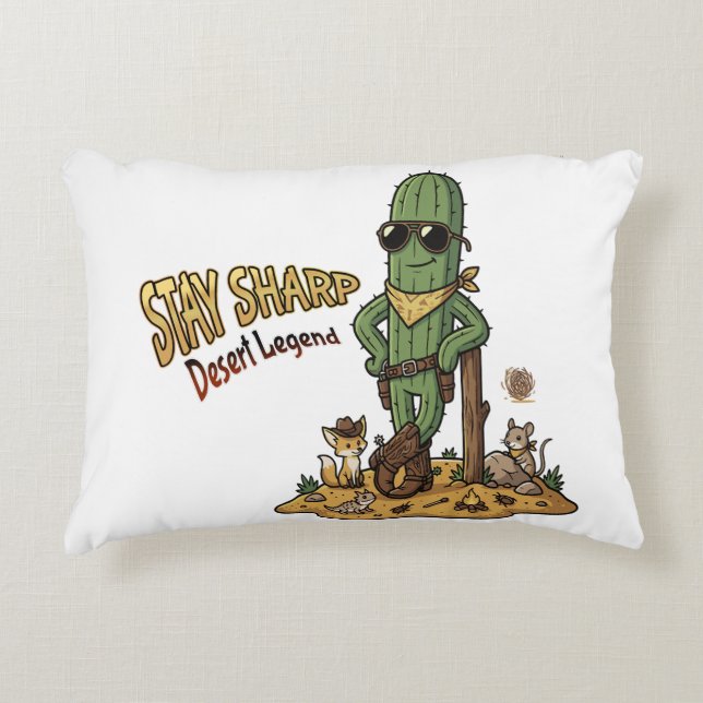 Stay Sharp Desert Legend Cowboy Cactus Illustratio Decorative Cushion (Front)