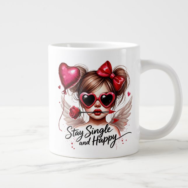 Stay Single & Happy Large Coffee Mug (Right)