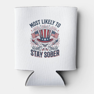 Stay Sober Patriotic Vintage Fireworks Shirt Desig Can Cooler