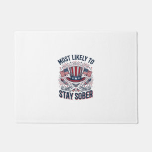 Stay Sober Patriotic Vintage Fireworks Shirt Desig Doormat