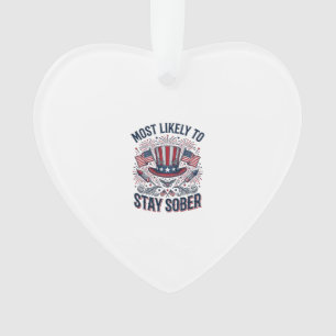 Stay Sober Patriotic Vintage Fireworks Shirt Desig Ornament