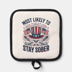 Stay Sober Patriotic Vintage Fireworks Shirt Desig Pot Holder