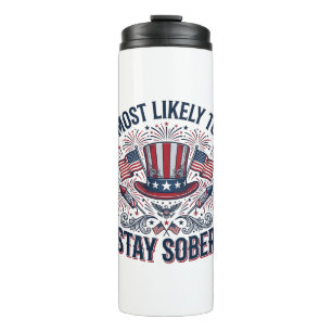 Stay Sober Patriotic Vintage Fireworks Shirt Desig Thermal Tumbler