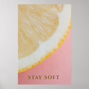 Stay Soft: Minimalist Citrus & Pastel Pink Art Poster
