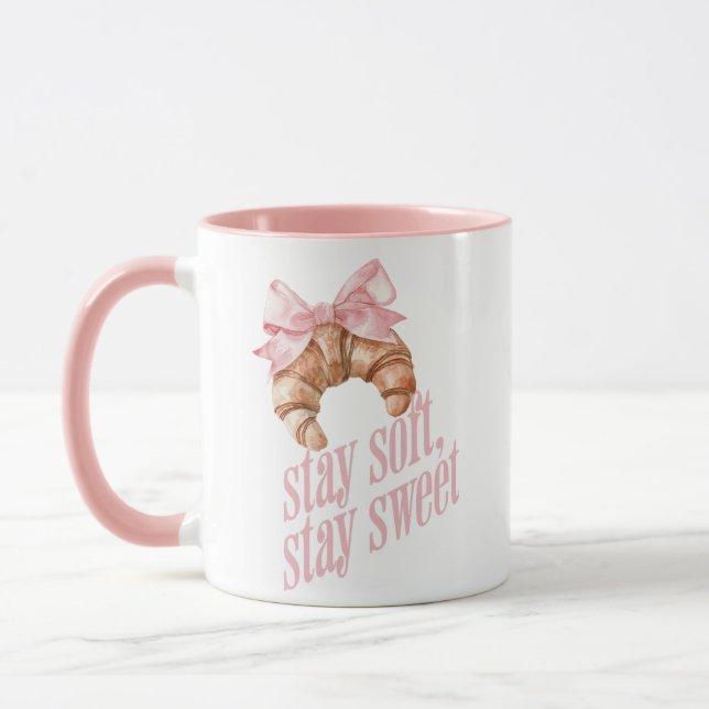 Stay soft, stay sweet Croissant Bow Mug (Left)