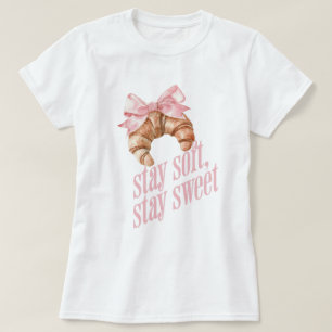 Stay soft, stay sweet Croissant Bow T-Shirt