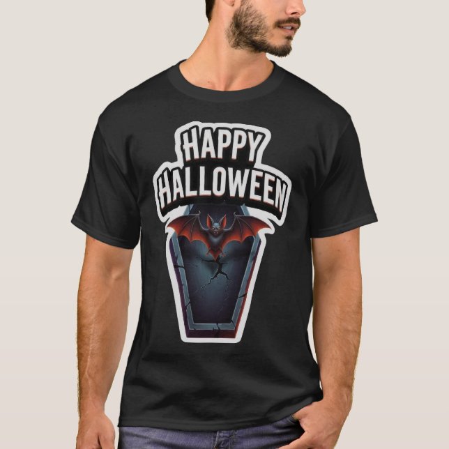 Stay Spooky 3D Halloween graphic with bats ghosts  T-Shirt (Front)