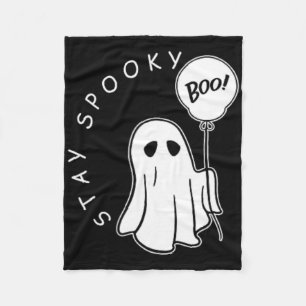 Stay Spooky Boo Cute Ghost Halloween Spooky Season Fleece Blanket