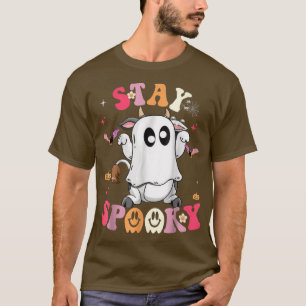 Stay Spooky Cute Ghost With Flowers Halloween Cost T-Shirt