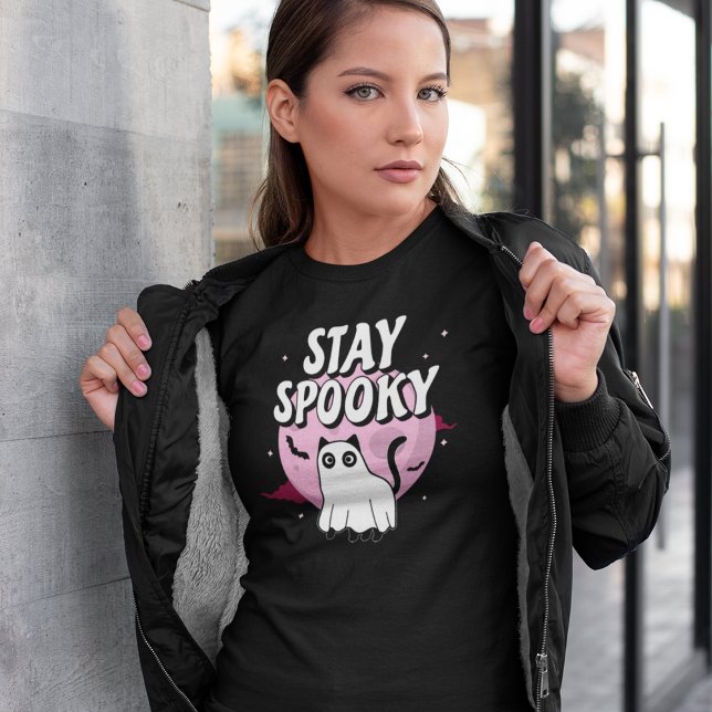 Stay Spooky Ghost Cat T-Shirt (Creator Uploaded)