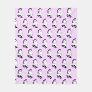 "Stay Spooky" Ghost on a Skateboard – Cool Purple Fleece Blanket