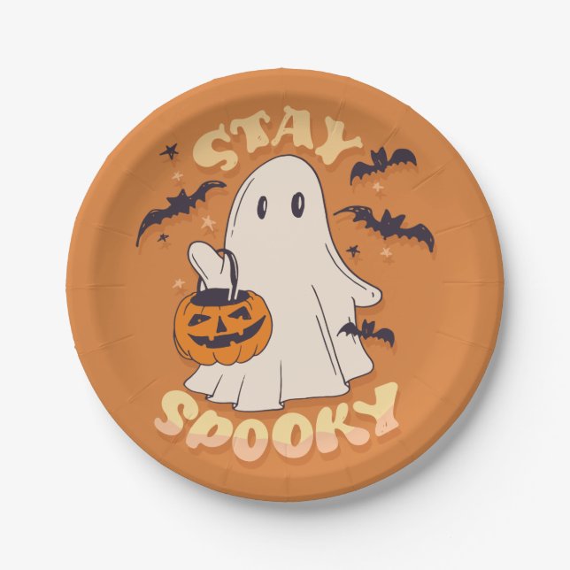 Stay Spooky Ghost Paper Plate (Front)