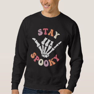 Stay Spooky Ghost Skeleton Groovy Retro Halloween Sweatshirt