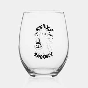 Stay Spooky Ghost Stemless Wine Glass