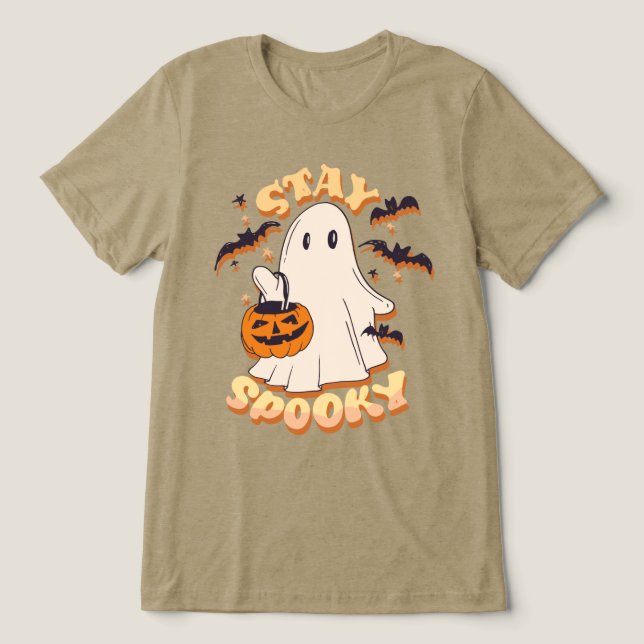 Stay Spooky Ghost Tri-Blend Shirt (Design Front)
