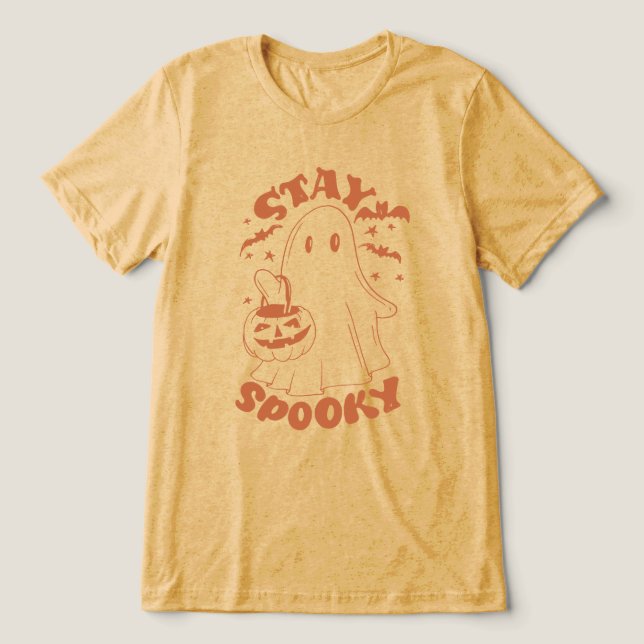 Stay Spooky Ghost Tri-Blend Shirt (Design Front)