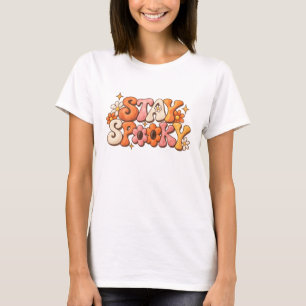 Stay Spooky Groovy 70s Retro Floral Halloween T-Shirt