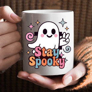 Stay Spooky Groovy Ghost Retro Pastel Halloween Coffee Mug