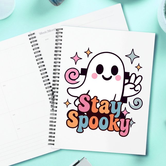 Stay Spooky Groovy Ghost Retro Pastel Halloween Planner (Celebrate Halloween season in style with this groovy ghost stay spooky design.)