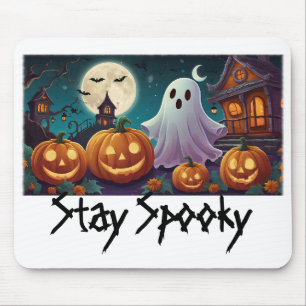Stay Spooky, Halloween Ghosts and Pumpkins Mouse Pad