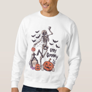 Stay Spooky Halloween Skeleton Spider Bat Pumpkin Sweatshirt