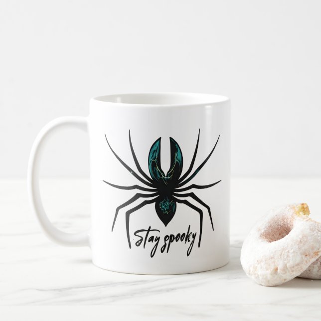 Stay Spooky Halloween Spider Coffee Mug (With Donut)