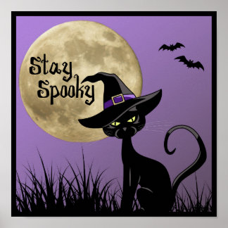Stay Spooky Halloween Witchy Cat Poster