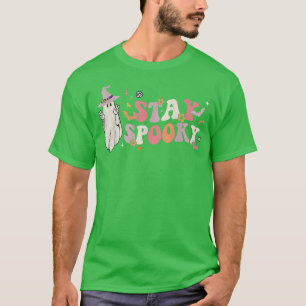 Stay Spooky Peace Hippie Halloween Floral Ghost Re T-Shirt