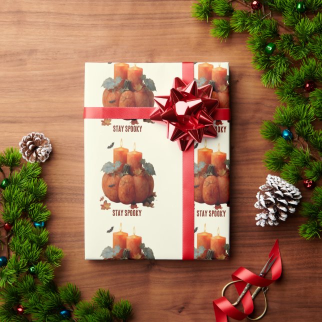 Stay Spooky Pumpkin with Candles Wrapping Paper (Holiday Gift)