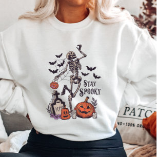Stay Spooky Skeleton and Pumpkin Sweatshirt