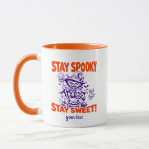 Stay Spooky Stay Sweet Retro Witch Cat Halloween Mug