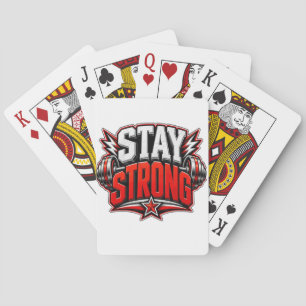 Stay Strong Fitness Motivation Gym Workout Design Playing Cards