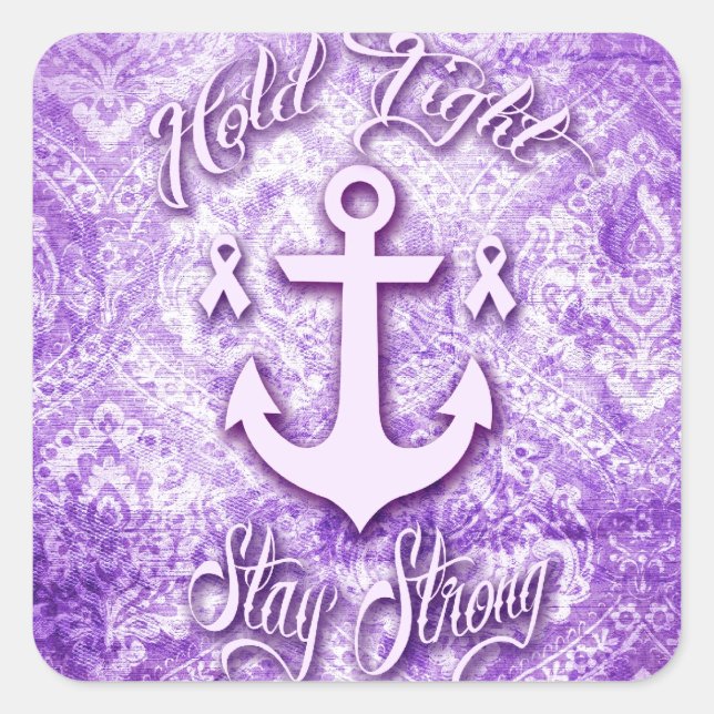 Stay strong nautical pancreatic cancer products. square sticker (Front)
