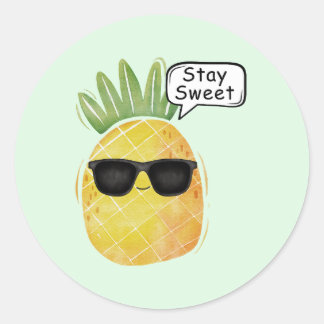 Stay Sweet Pineapple Cartoon Fun Classic Round Sticker