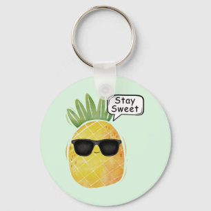 Stay Sweet Pineapple Cartoon Fun Key Ring