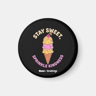 Stay Sweet Sprinkle Kindness Retro Ice Cream Heart Magnet