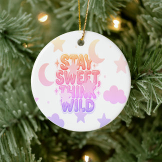 "Stay Sweet, Think Wild" – Playful Positivity Desi Ceramic Tree Decoration