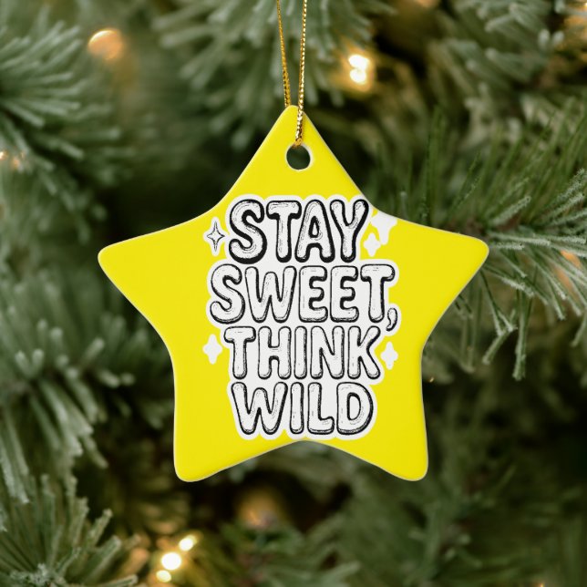 "Stay Sweet, Think Wild" – Playful Positivity Desi Ceramic Tree Decoration (Tree)