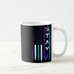 Stay Teal Purple Ribbon Usa Flag Suicide Preventio Coffee Mug