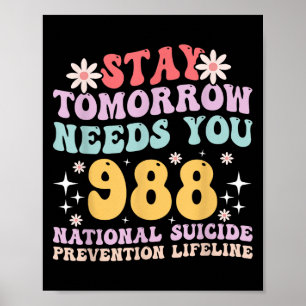 Stay Tomorrow Needs You 988 Mental Health Awarenes Poster