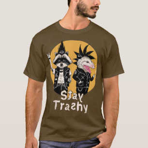 Stay Trashy Funny Racoon Opossum Retro T-Shirt
