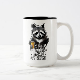 Stay Trashy My Friend Raccoon Two-Tone Coffee Mug