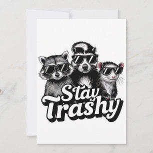 Stay Trashy Raccoon Opossum Sunglasses Art Holiday Card
